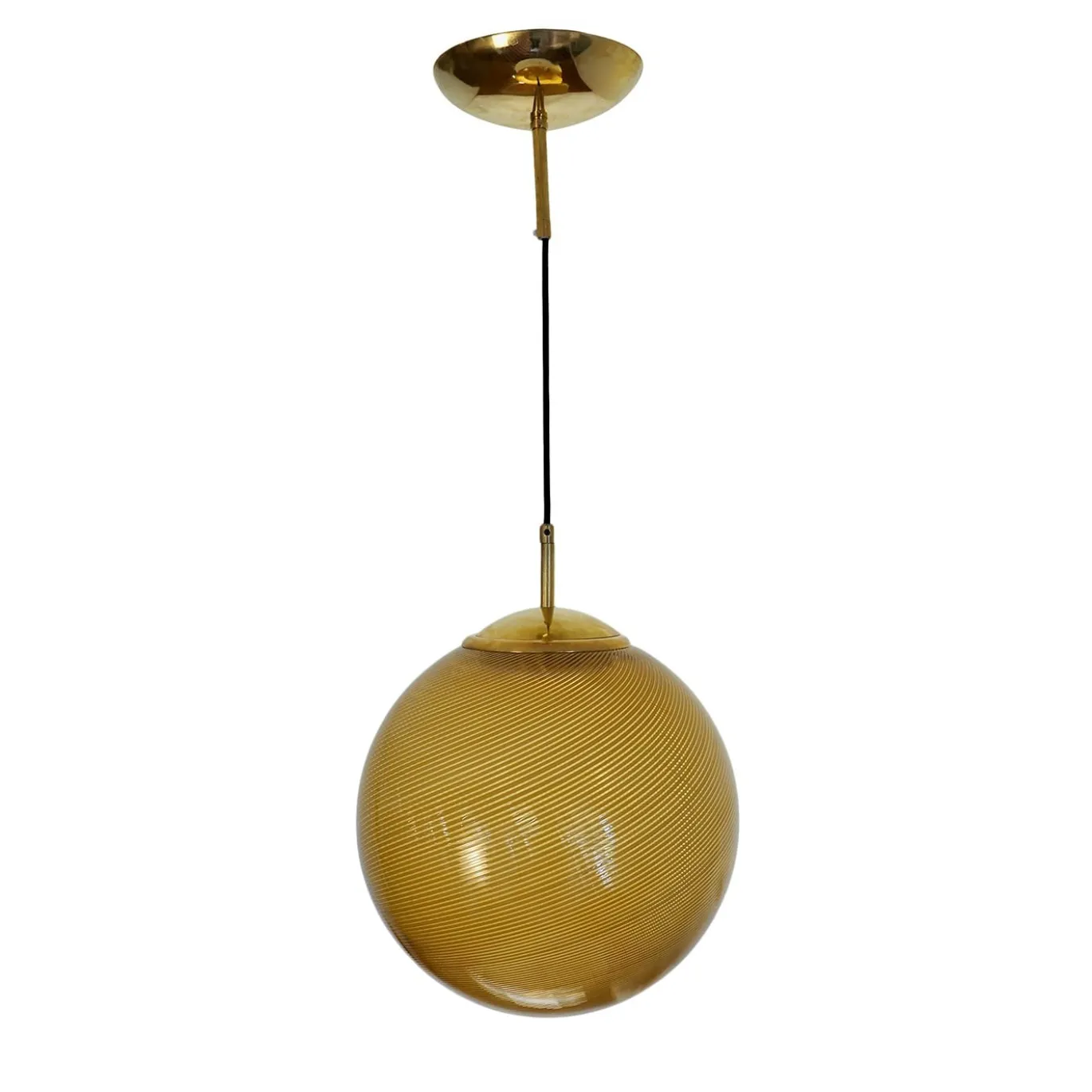 Lampada a Sospensione Gaia in Vetro di Murano Sfera Ambra