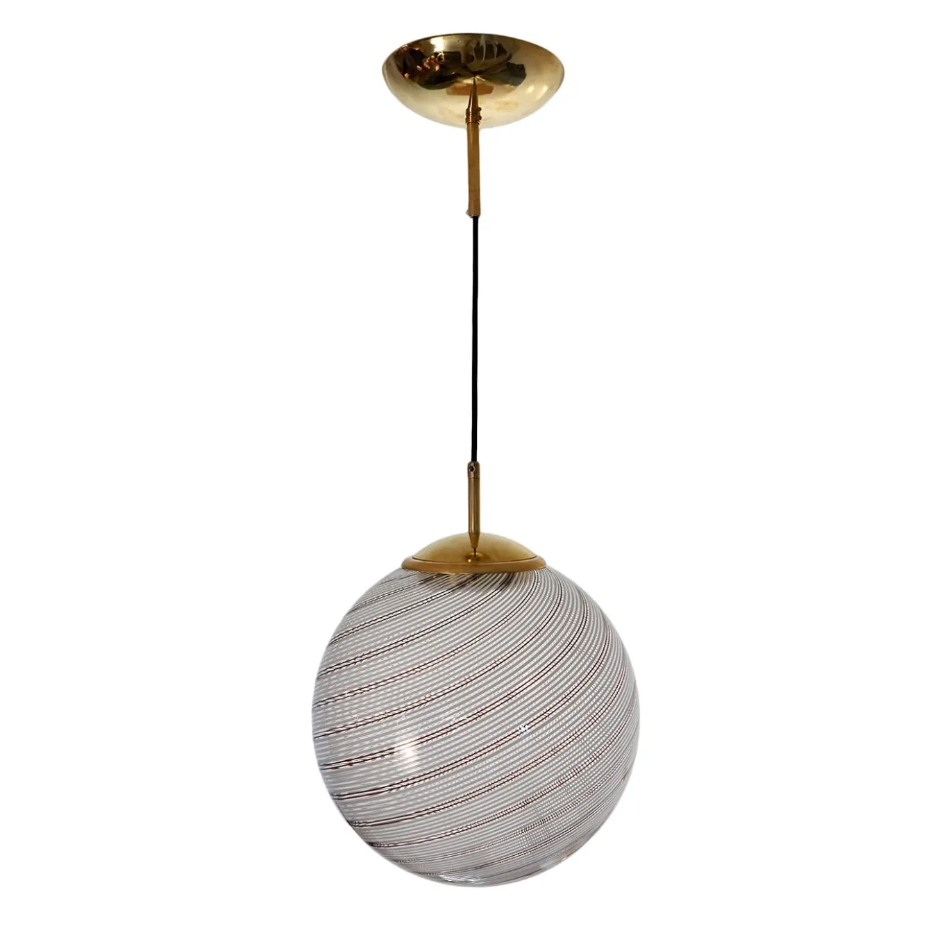 Lampada a Sospensione Gaia in Vetro di Murano Sfera Bianca e Nera #3