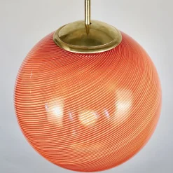 Lampada a Sospensione Gaia in Vetro di Murano Sfera Rossa