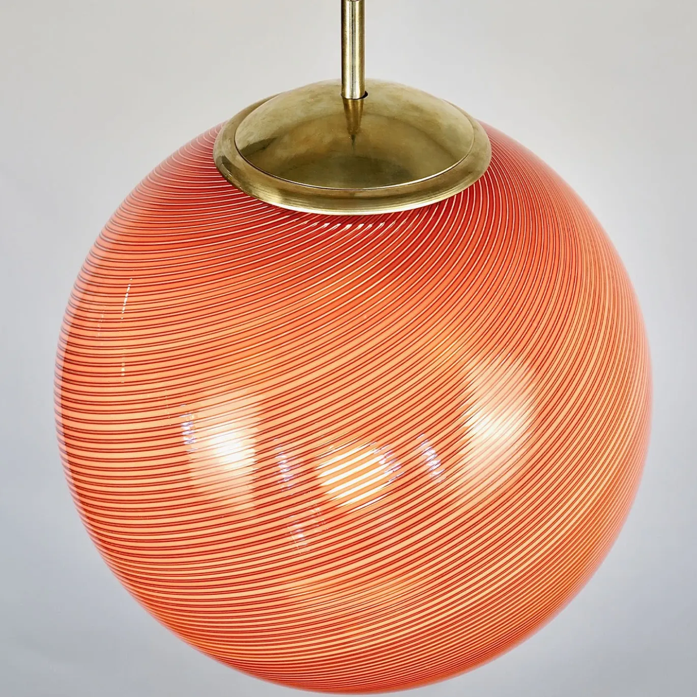 Lampada a Sospensione Gaia in Vetro di Murano Sfera Rossa