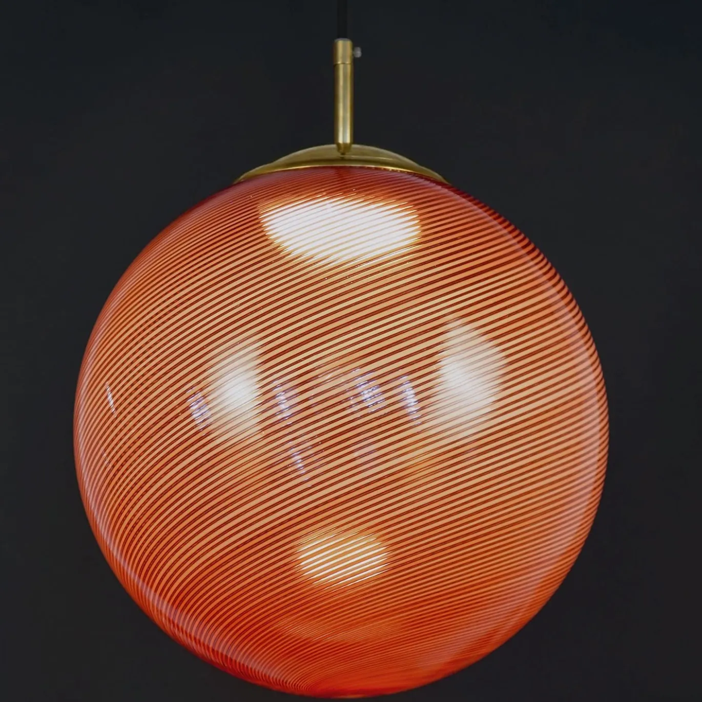 Lampada a Sospensione Gaia in Vetro di Murano Sfera Rossa
