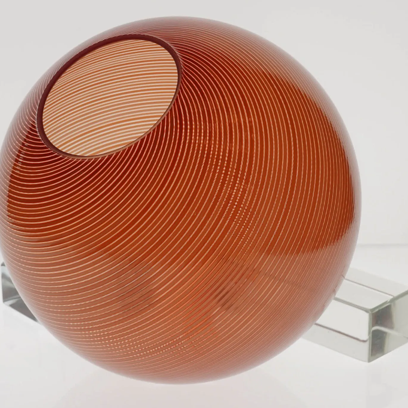 Lampada a Sospensione Gaia in Vetro di Murano Sfera Rossa