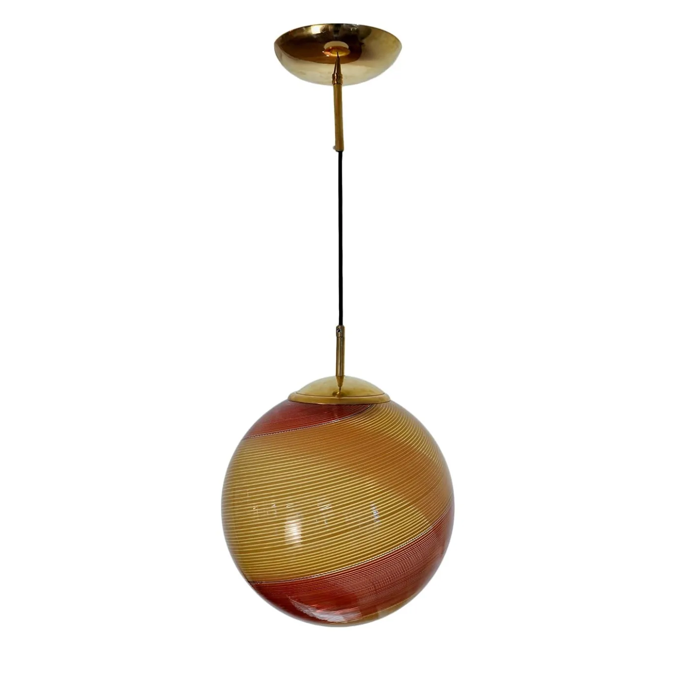Lampada a Sospensione Gaia in Vetro di Murano Sfera Ambra e Rossa #2