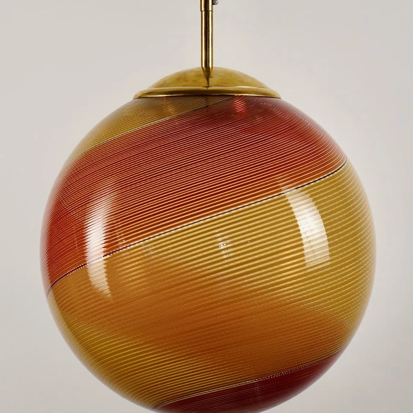 Lampada a Sospensione Gaia in Vetro di Murano Sfera Ambra e Rossa #2