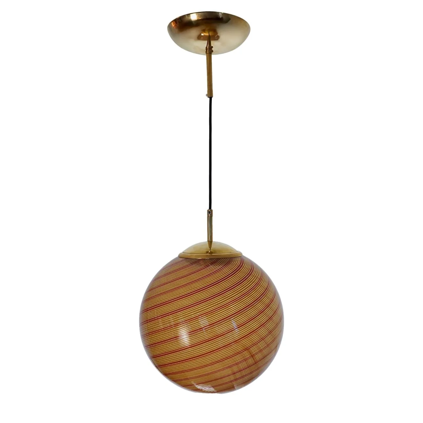 Lampada a Sospensione Gaia in Vetro di Murano Sfera Ambra e Rossa #1
