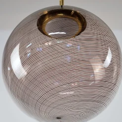 Lampada a Sospensione Gaia in Vetro di Murano Sfera Bianca e Nera #2