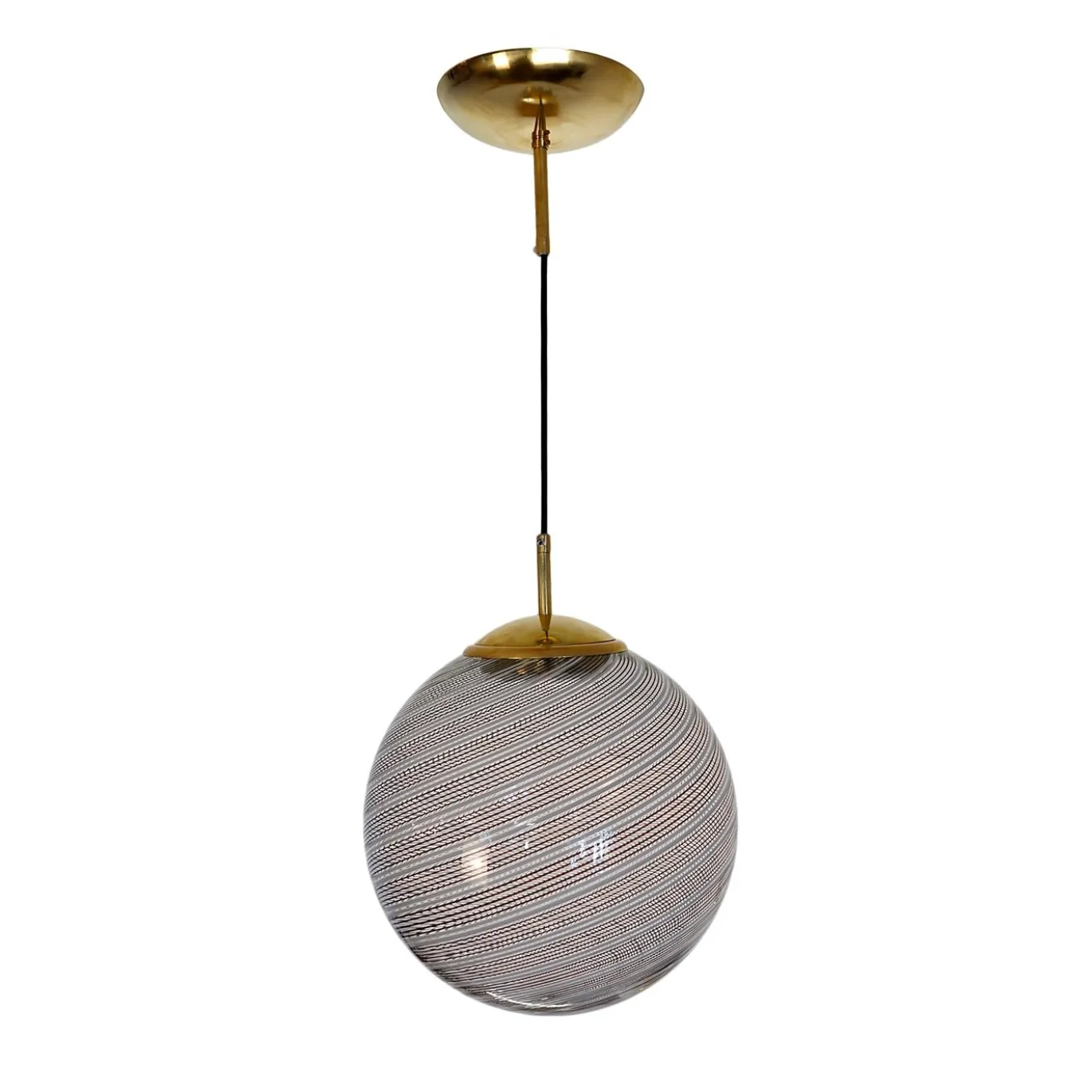 Lampada a Sospensione Gaia in Vetro di Murano Sfera Bianca e Nera #2