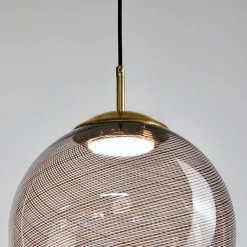 Lampada a Sospensione Gaia in Vetro di Murano Sfera Bianca e Nera #2