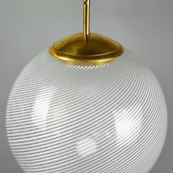 Lampada a Sospensione Gaia in Vetro di Murano Sfera Bianca