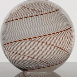 Lampada a Sospensione Gaia in Vetro di Murano Sfera Bianca e Nera #1
