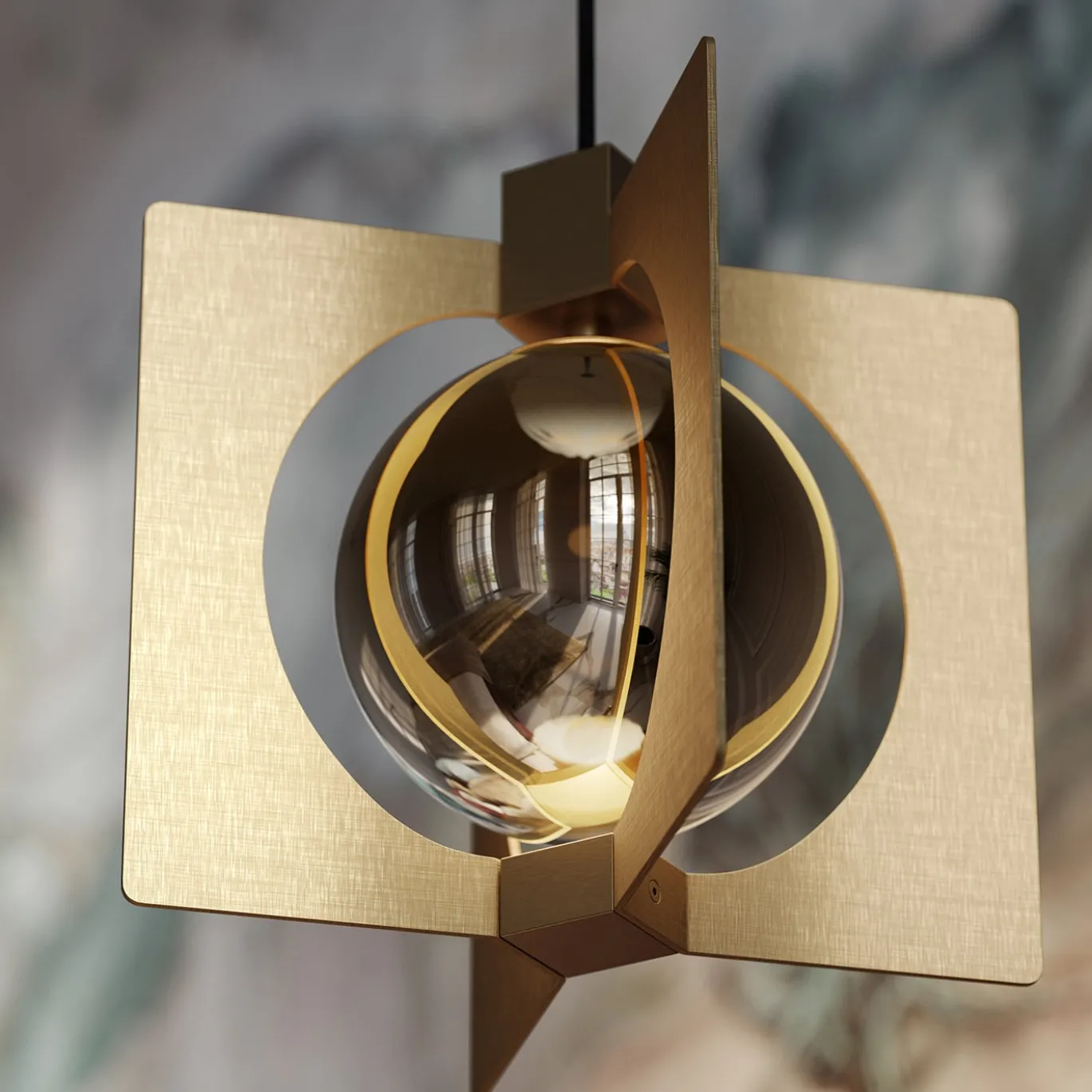 Lampada a sospensione Geometrica Girouette S1 dorata