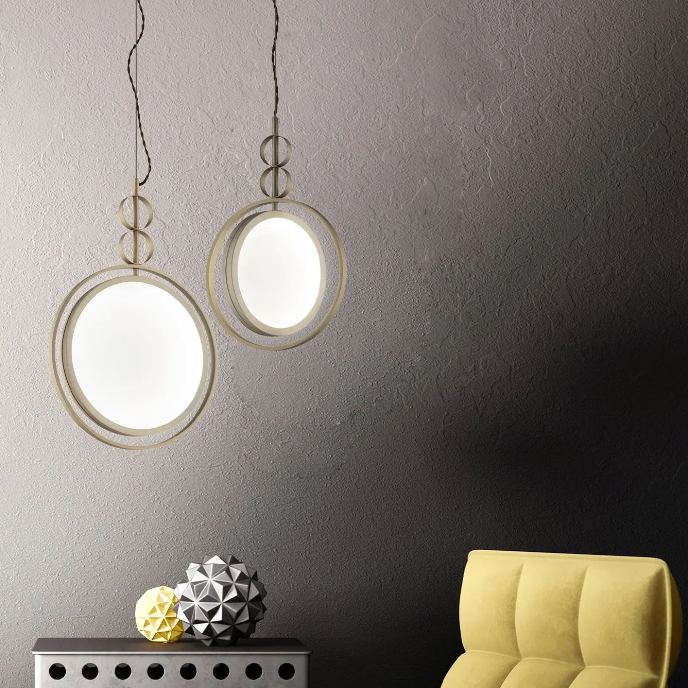 Lampada a sospensione Girasole 20 Finitura satinata champagne