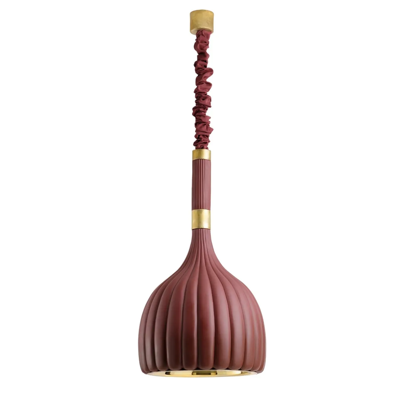 Lampada a sospensione in ceramica bordeaux smerlata