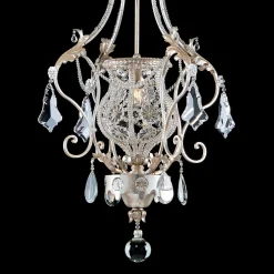 Lampada a Sospensione in Metallo con Foglia d'Argento Anticata