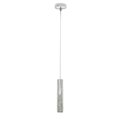 Lampada a sospensione in ottone cromato e cristallo Crystal Tube