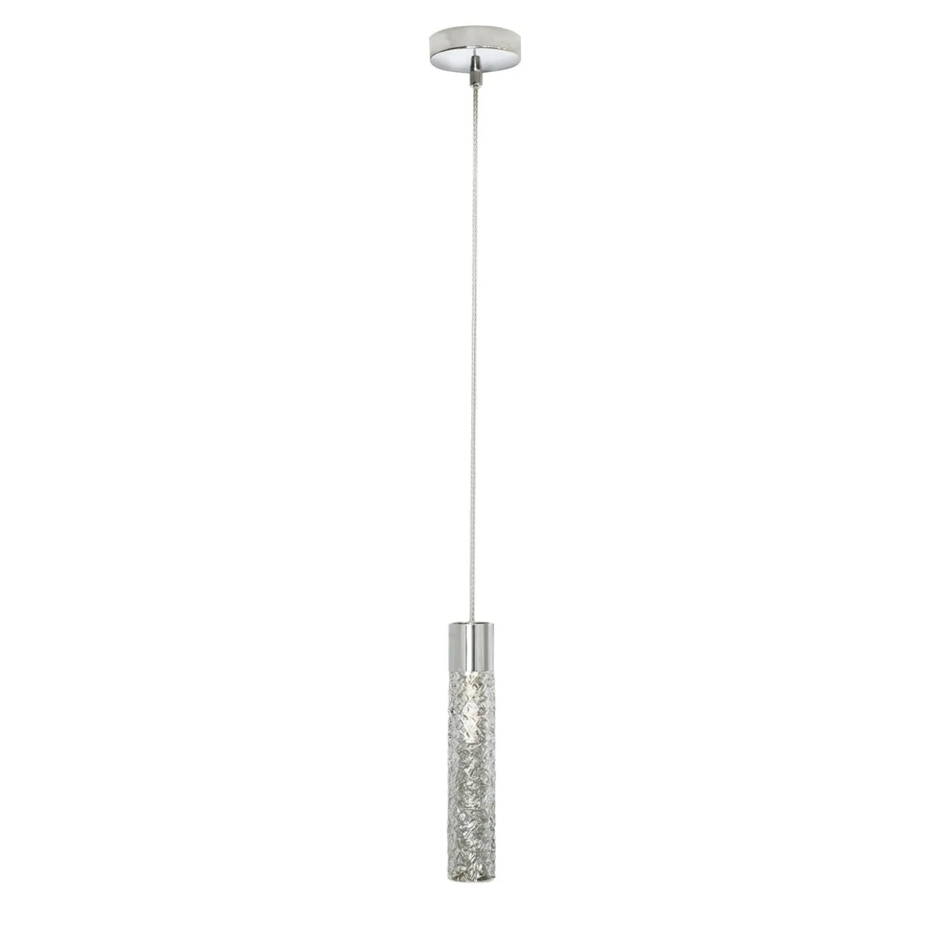 Lampada a sospensione in ottone cromato e cristallo Crystal Tube