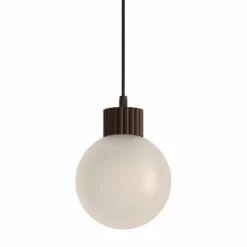 Lampada a sospensione in vetro satinato e ottone brunito Baleta di Isacco Brioschi