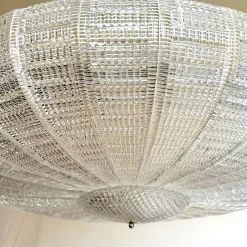 Lampada a sospensione in vetro trasparente a righe
