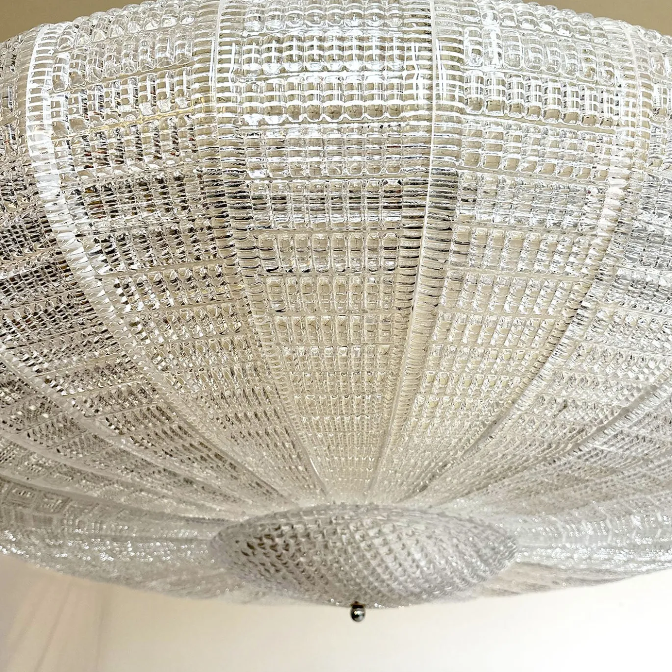Lampada a sospensione in vetro trasparente a righe