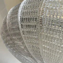 Lampada a sospensione in vetro trasparente a righe