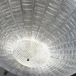 Lampada a sospensione in vetro trasparente a righe