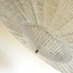 Lampada a sospensione in vetro trasparente a righe