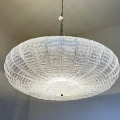 Lampada a sospensione in vetro trasparente a righe
