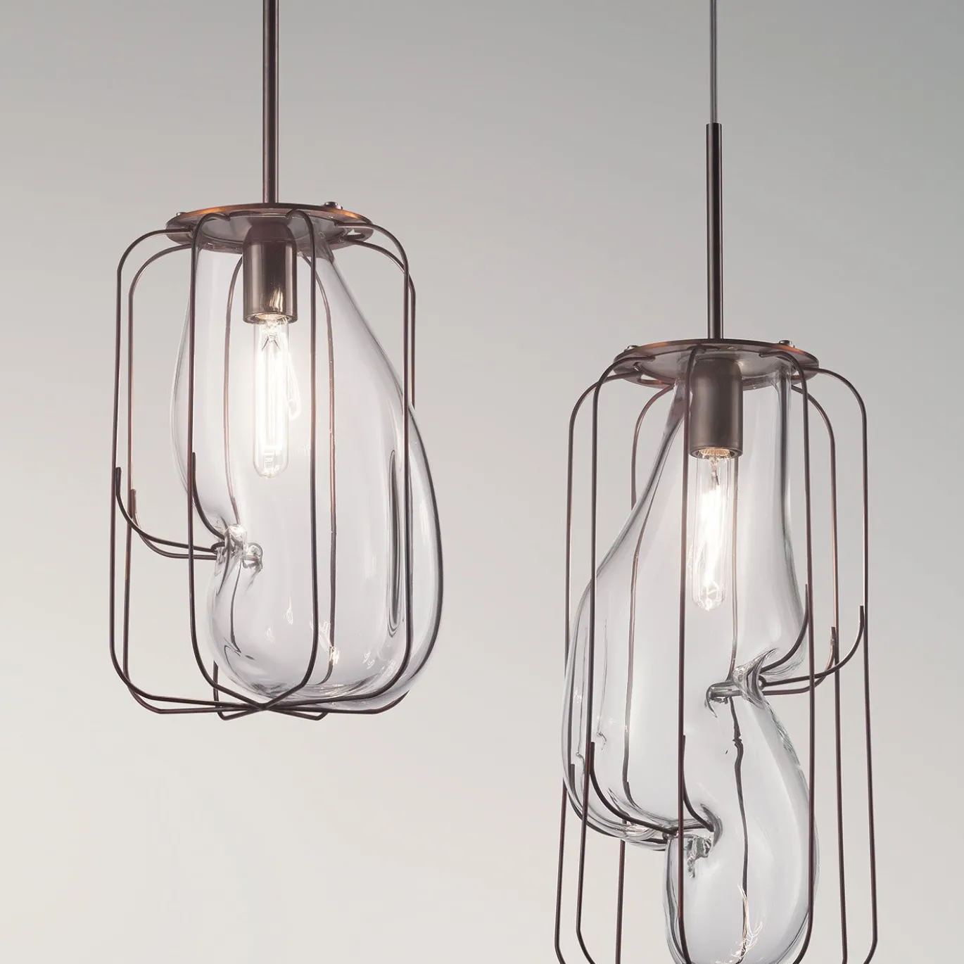 Lampada a sospensione in vetro grande Pause