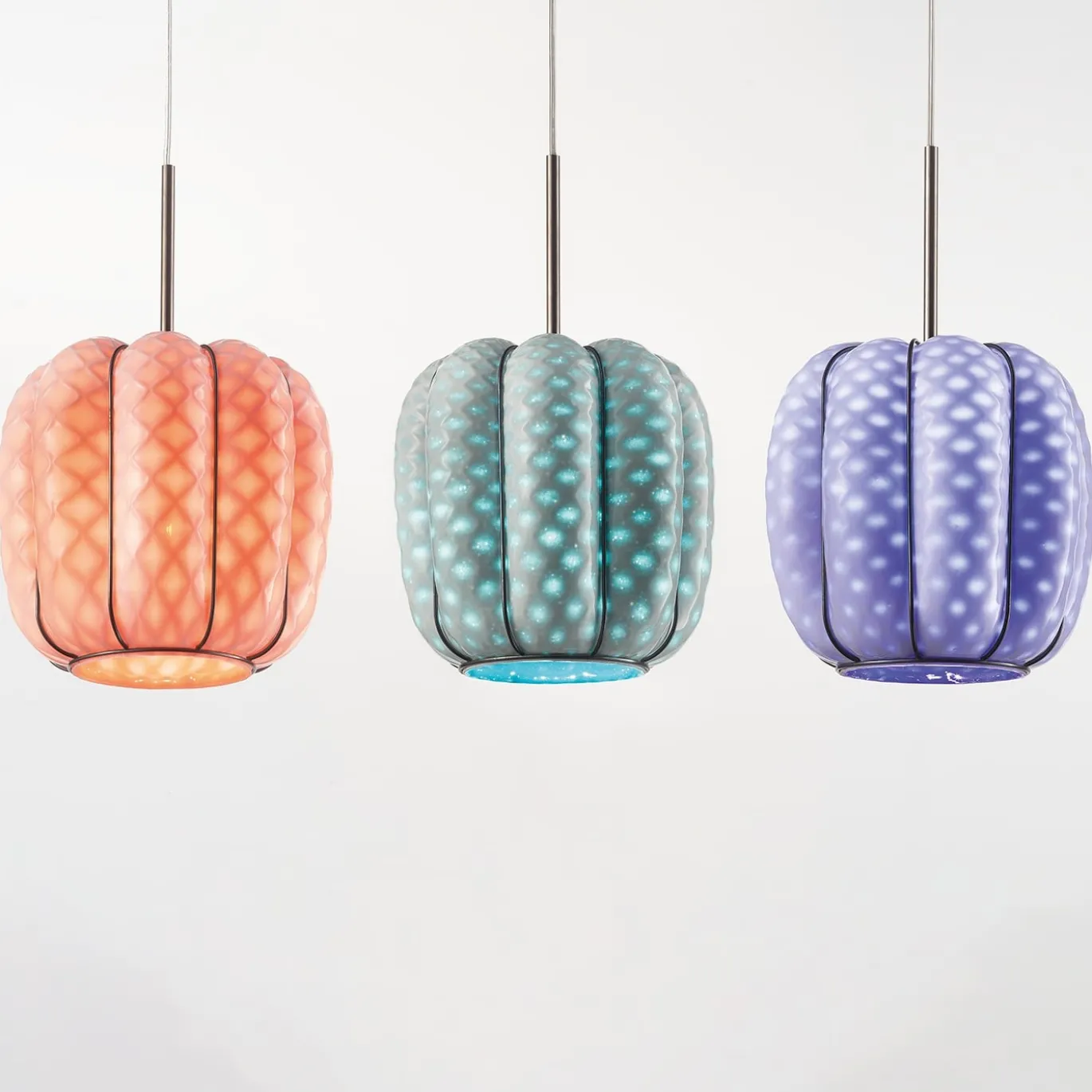 Lampada a sospensione in vetro arancione Nest
