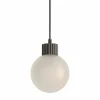 Lampada a sospensione in vetro satinato e ottone grigio Baleta di Isacco Brioschi