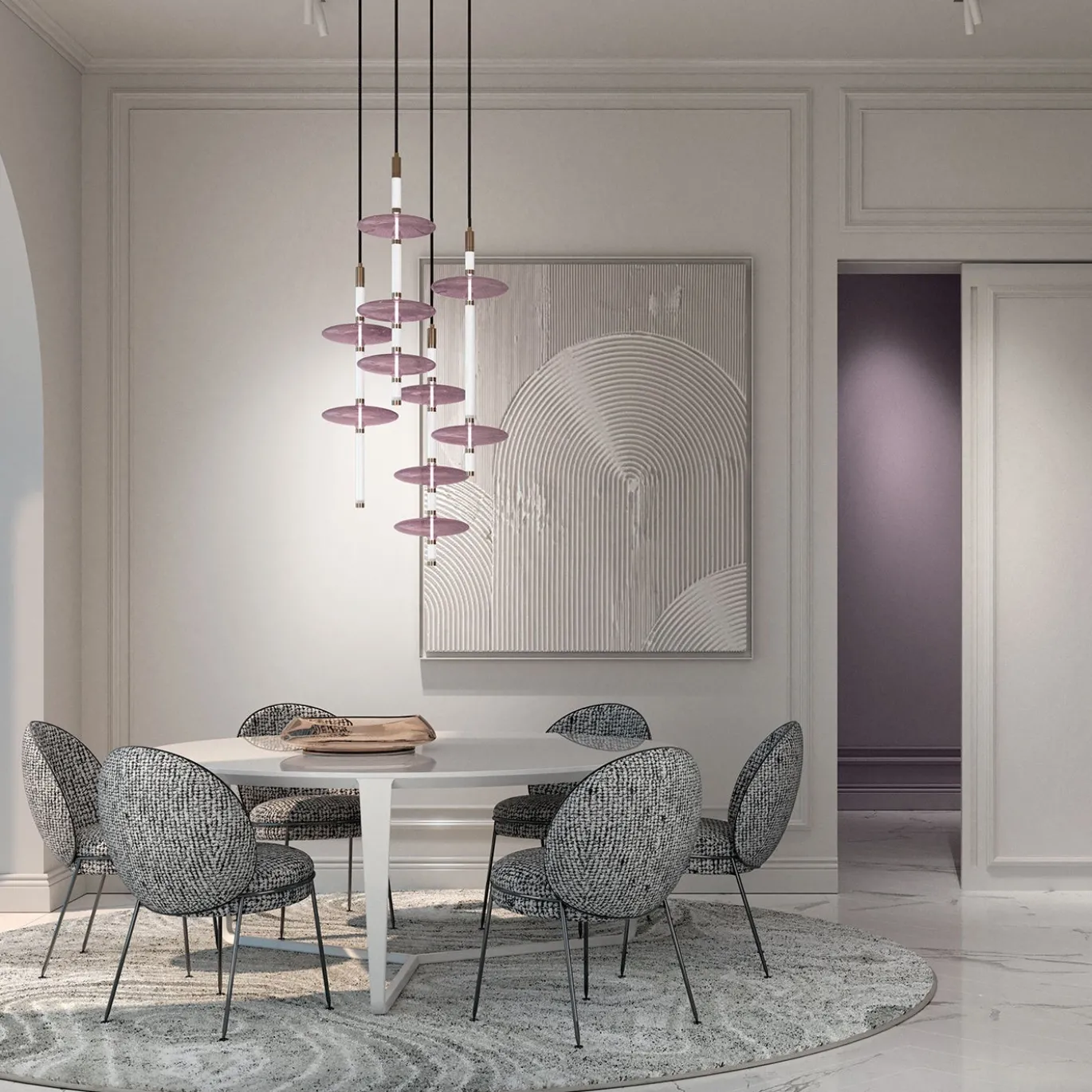 Lampada a Sospensione in Vetro Rosa Giunco