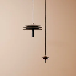 Lampada a sospensione Isolatore 100 marrone in ferro e ottone