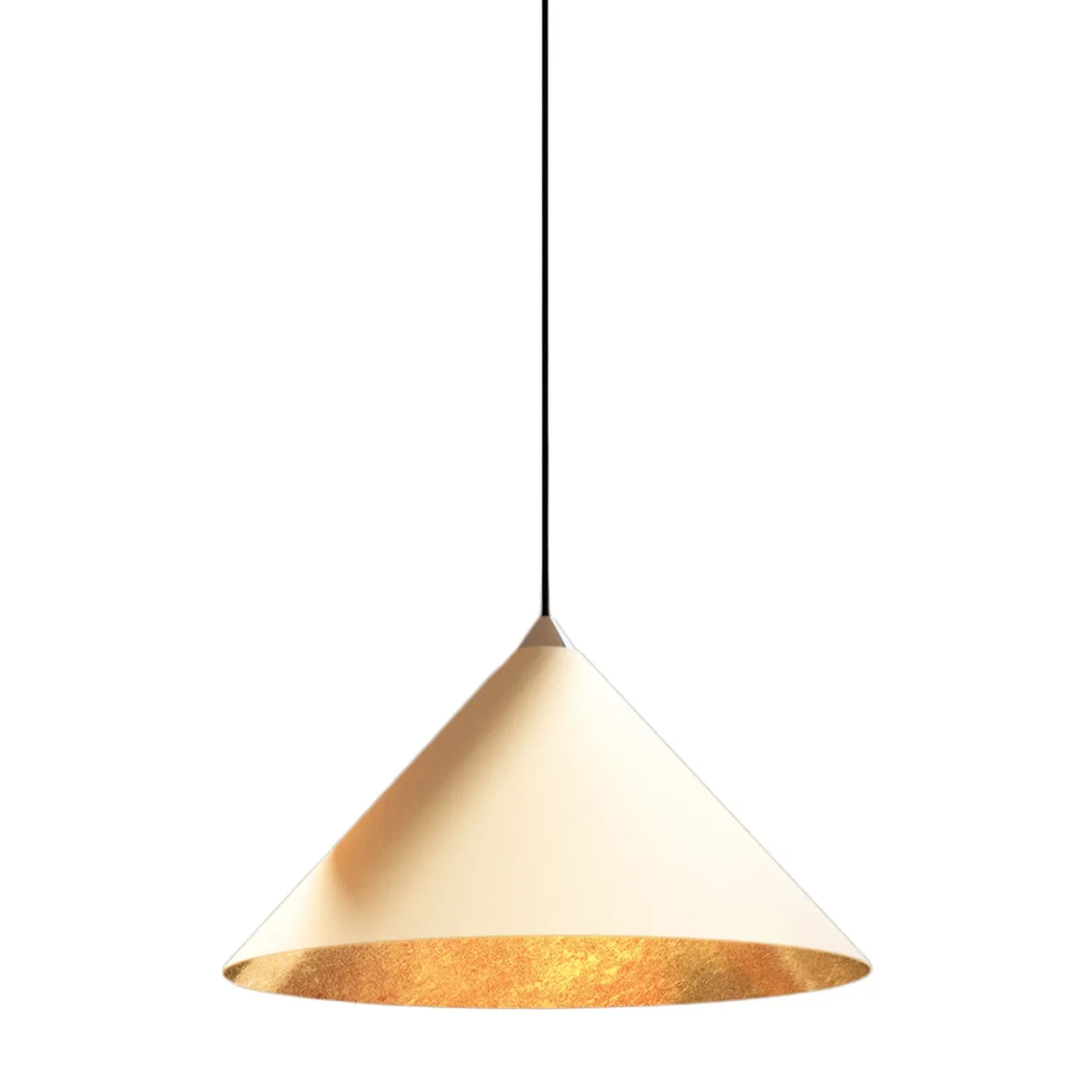 Lampada a sospensione Jeena bianca con foglia d'oro