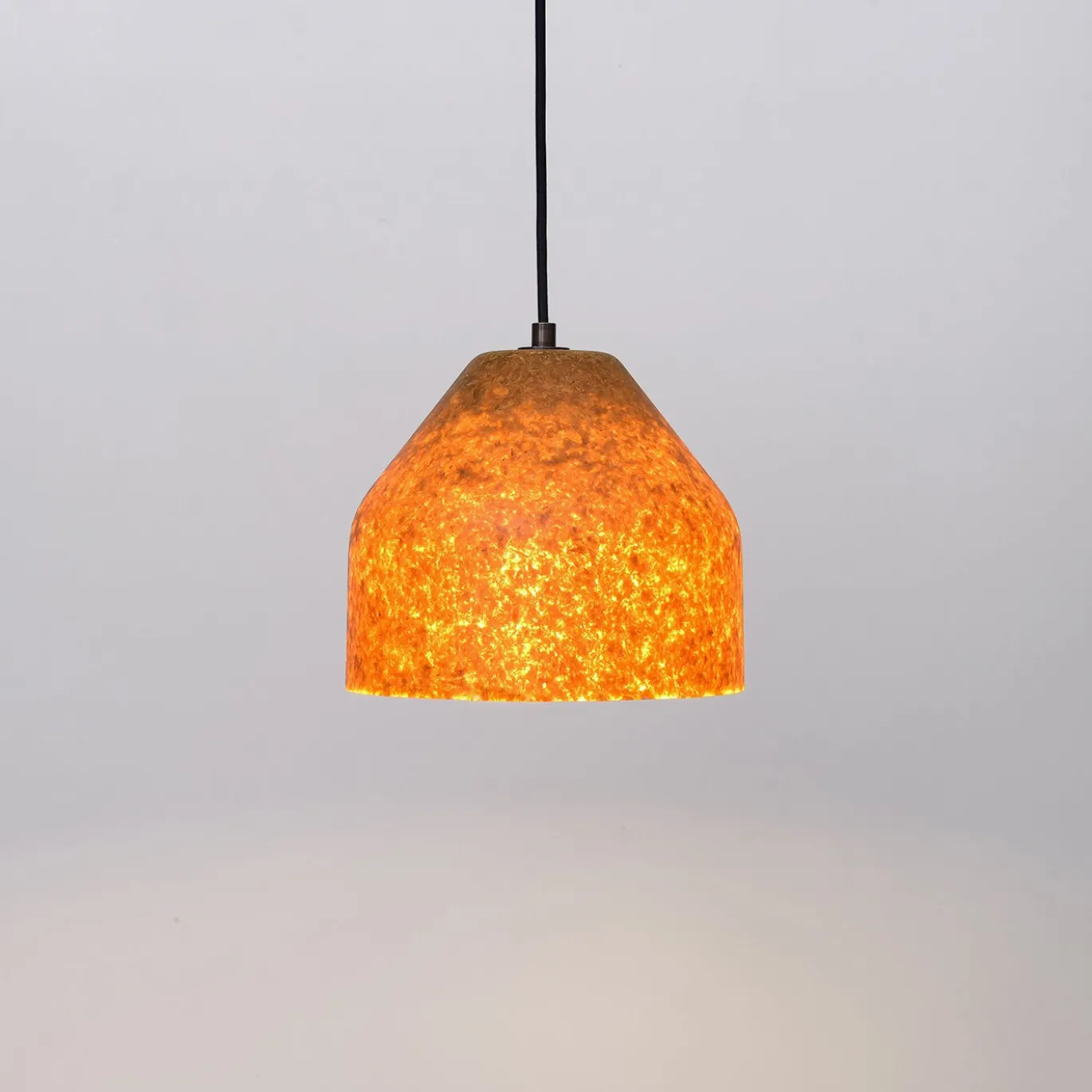 Lampada a sospensione LAAB Medium con Foglie di Ginkgo e Dettagli Neri