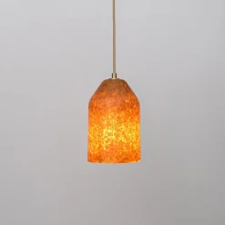 Lampada a sospensione LAAB Small con foglie di Ginkgo e dettagli in bronzo
