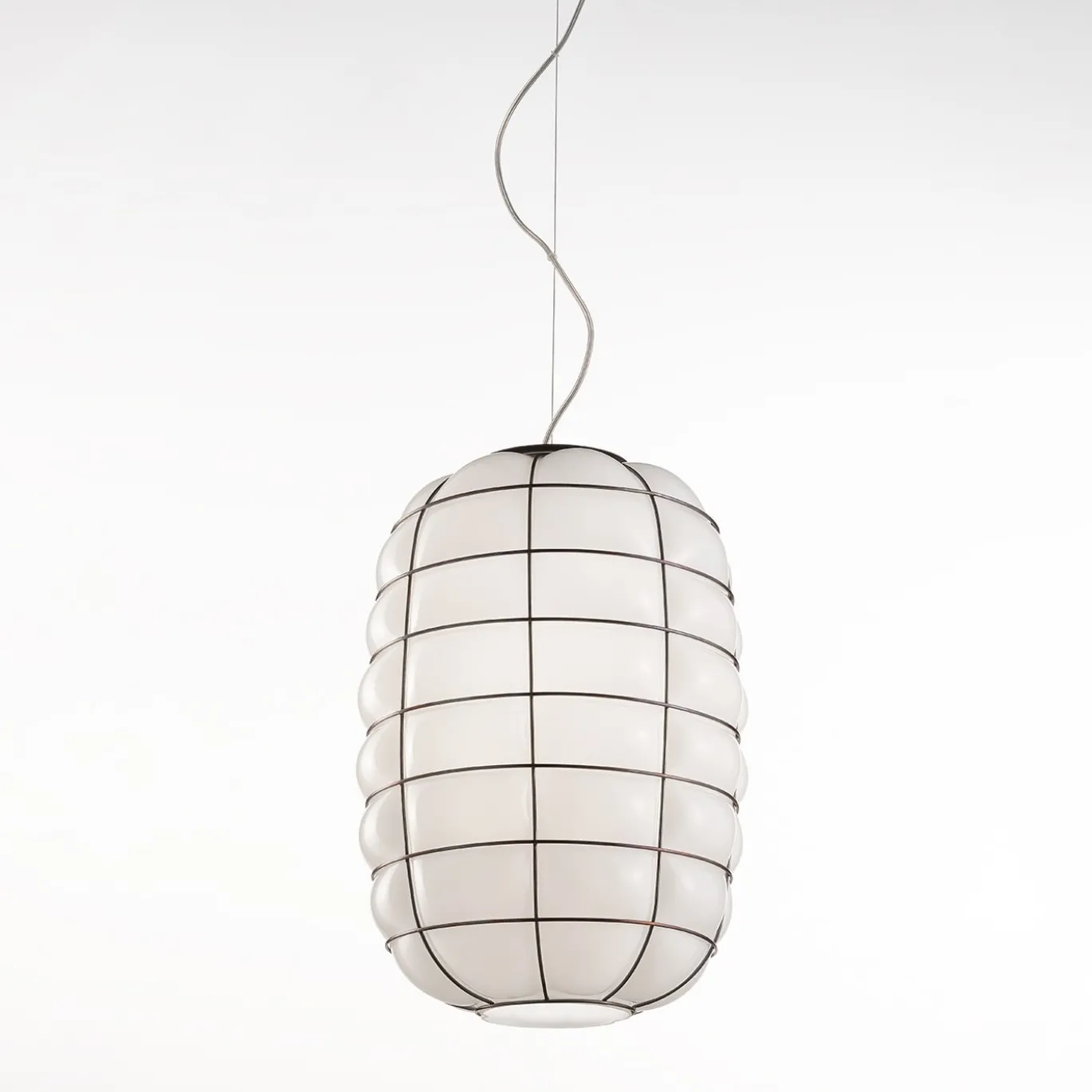 Lampada a Sospensione Lanterna in Vetro Bianco
