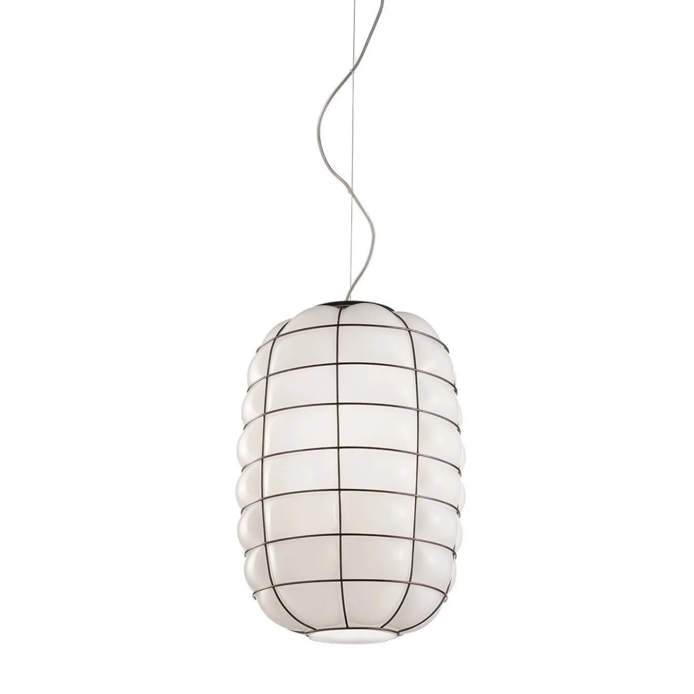 Lampada a Sospensione Lanterna in Vetro Bianco
