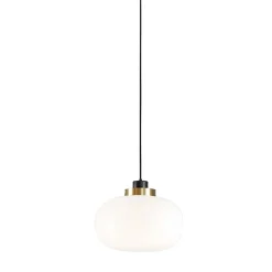 Lampada a sospensione Legier in ottone e bianco