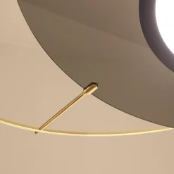 Lampada a sospensione Libra con anello in vetro fumé
