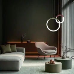 Lampada a Sospensione Loop in metallo verde opaco