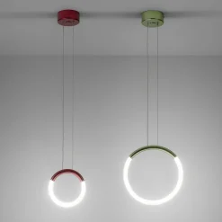 Lampada a Sospensione Loop in metallo verde opaco