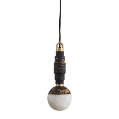 Lampada a sospensione Lunar in marmo Portoro e onice