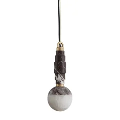 Lampada a Sospensione Lunar in Marmo Rosso Levanto e Onice di Pietro Russo Design