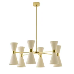 Lampada a sospensione Megafono a sei bracci in avorio