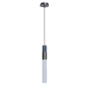Lampada a sospensione mini Sbàrlusc in vetro fumé indaco e ottone Gunmetal di Isacco Brioschi