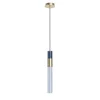 Lampada a sospensione mini Sbàrlusc in vetro indaco fumé e ottone champagne di Isacco Brioschi