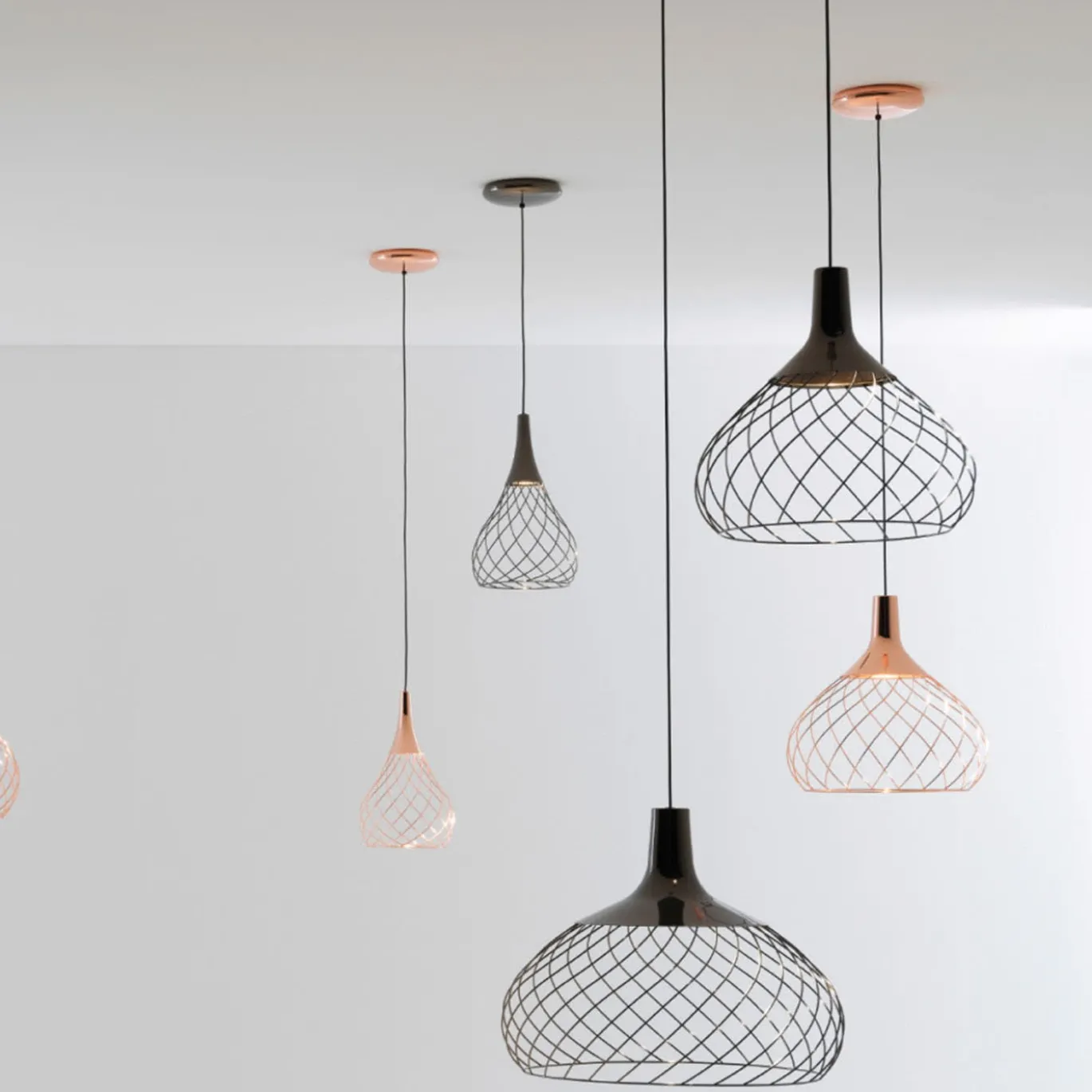 Lampada a sospensione Mongolfier P1 Oro Rosa