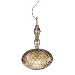 Lampada a sospensione Mood Joy S1 in vetro effetto diamante marrone