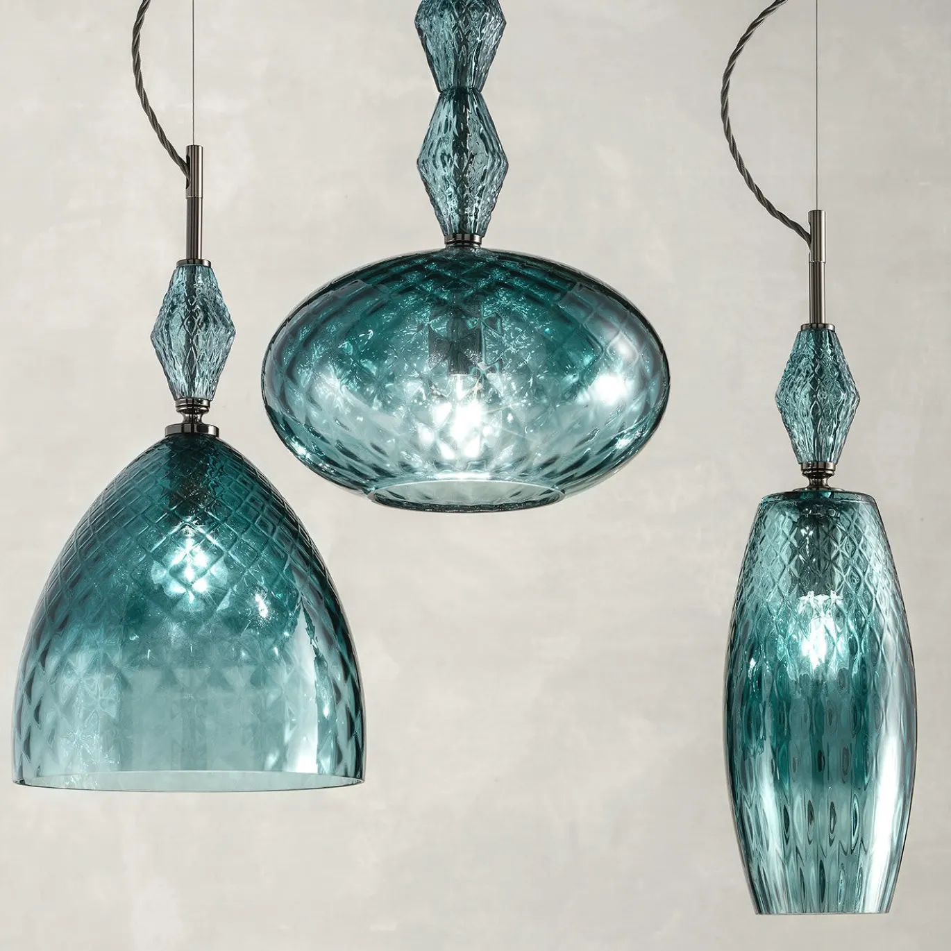 Lampada a sospensione Mood Joy S1 blu teal