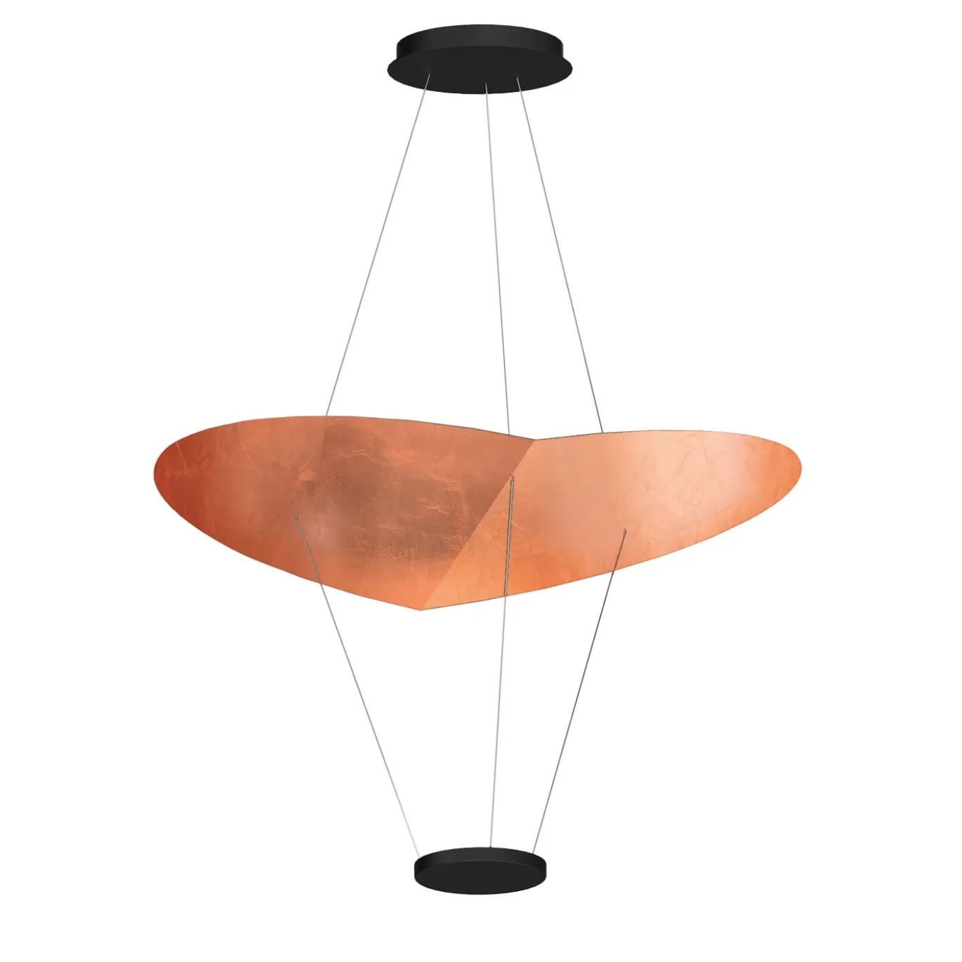 Lampada a sospensione nera Cyrcle con foglia di rame